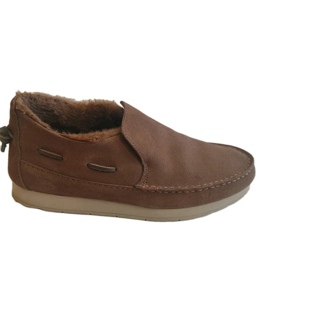 Sperry Moc Sider Men's Slip On Shoes Fleece Lined Suede Dark Brown Size 9.5‎